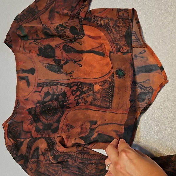 Chiffon Aztec Bell Sleeve Top - Picture 9 of 14